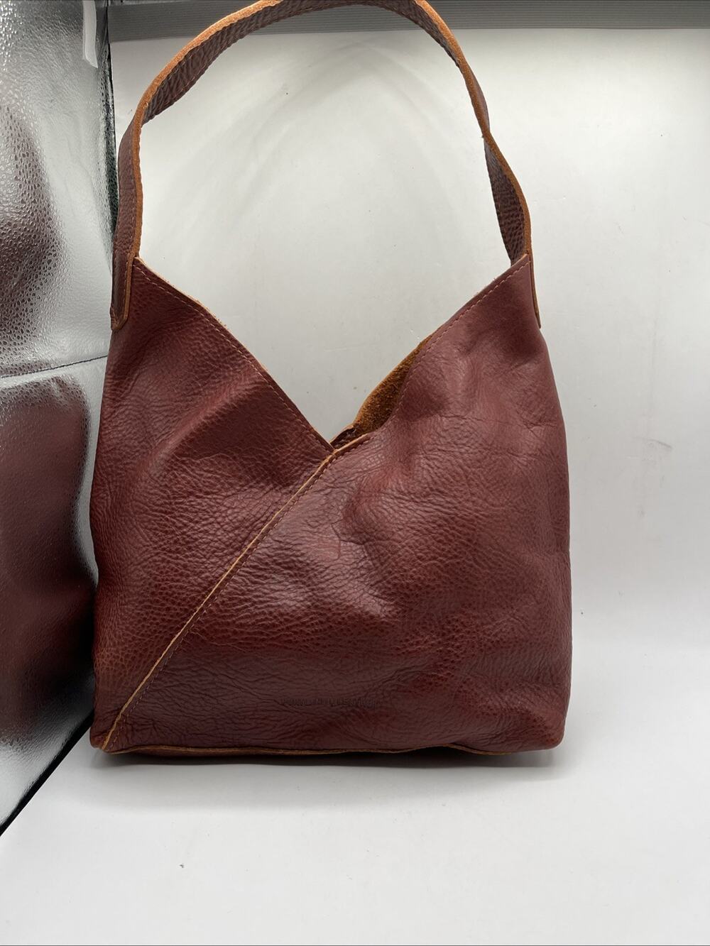 Portland Leather Goods Large Naomi Shoulder Bag Purse Brown Pebble Leather AS IS